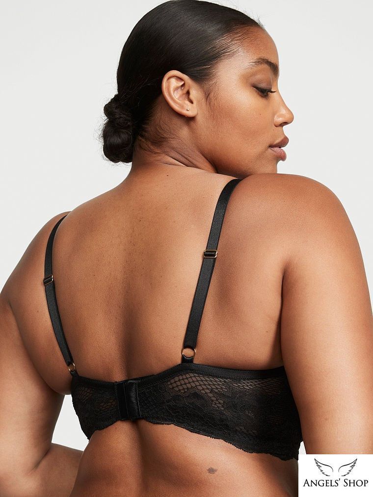 Чорний мереживний бюстгальтер з пуш-апом Victoria's Secret Push Up Lace Bra, 34B