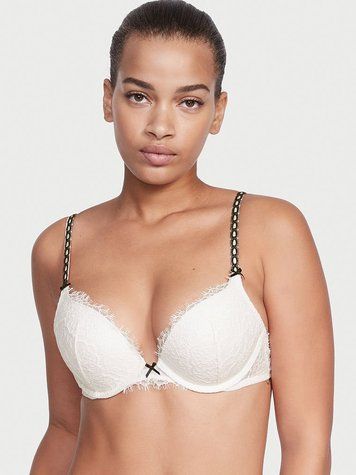 Белый кружевной бюстгальтер с пуш-апом Victoria's Secret Push Up Lace Bra, 34D