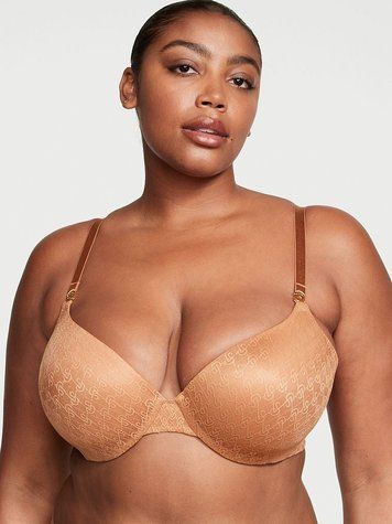 Бежевый кружевной бюстгальтер с пуш-апом Victoria's Secret Push Up Lace Bra, 36D