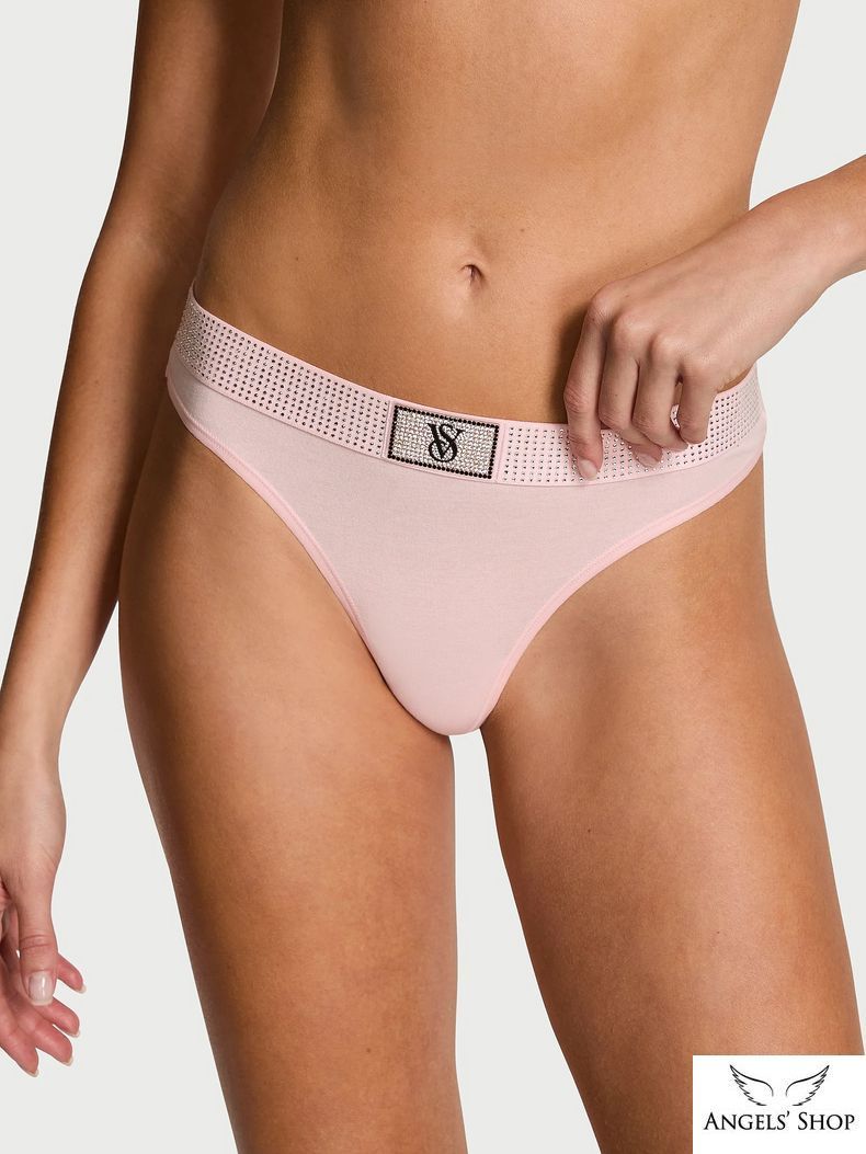 Розовые трусики-стринги Shine-Waist Cotton Thong Panty розовый
