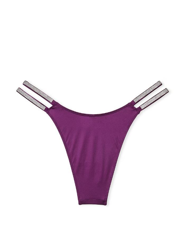 Женские фиолетовые трусики со стразами Victoria's Secret Bombshell Shine V-string Panty, XS