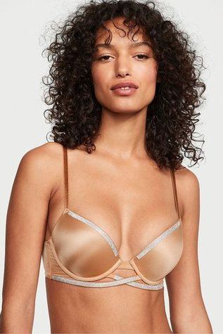 Бежевый бюстгальтер со стразами с пуш-ап Victoria's Secret Embellished Very Sexy, 32A
