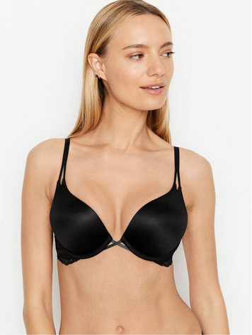 Черный бюстгальтер с пуш-ап Victoria's Secret Lace Wing Push-Up Bra, 34A