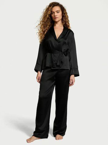 Сатинова піжама Satin Long Pajama Set Victoria's Secret, M
