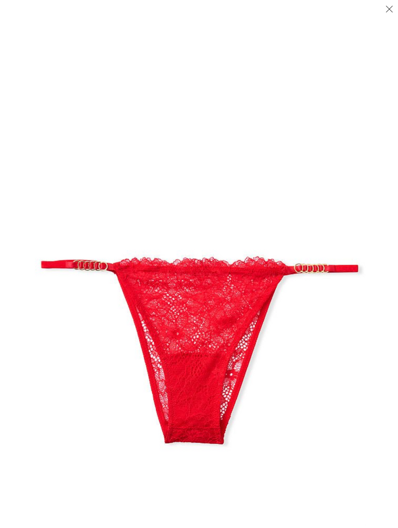 Женские кружевные красные трусики Victoria's Secret Lace & Ring Hardware Brazilian Panty, M
