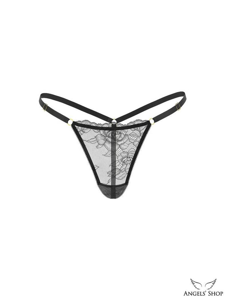 Трусики стринги Rose Lace Adjustable V‑String Panty чорний
