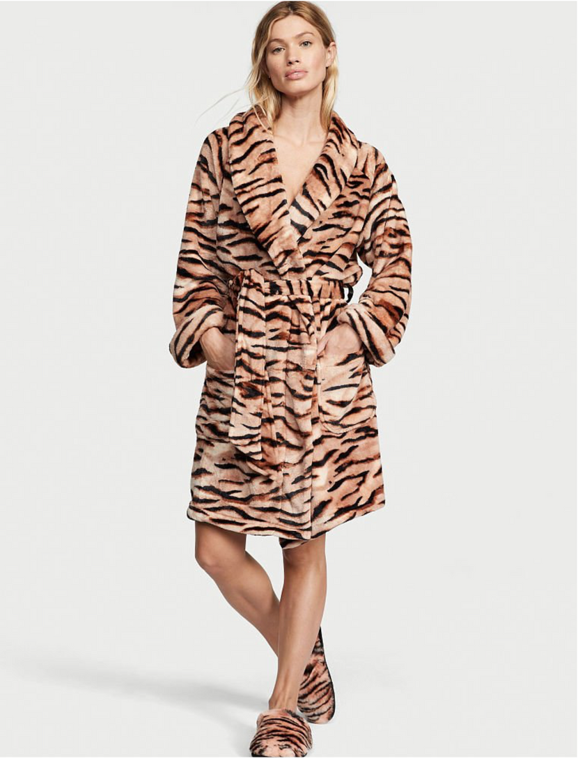 Теплий плюшевий халат Victoria’s Secret Logo Short Cozy Robe, XS\S