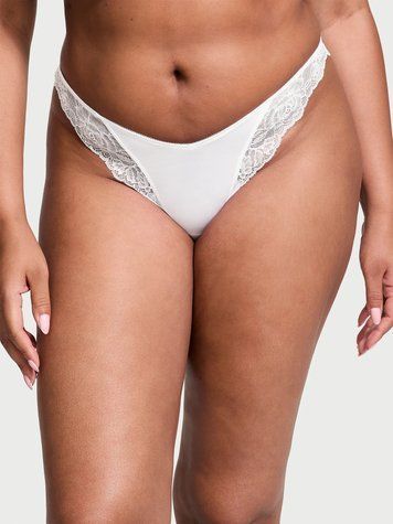 Трусики-стрінги Rose Lace-Trim High-Leg Thong Panty білий