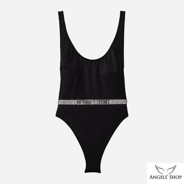 Чорний суцільний купальник зі стразами Victoria's Secret Shine Strap One-piece, XS