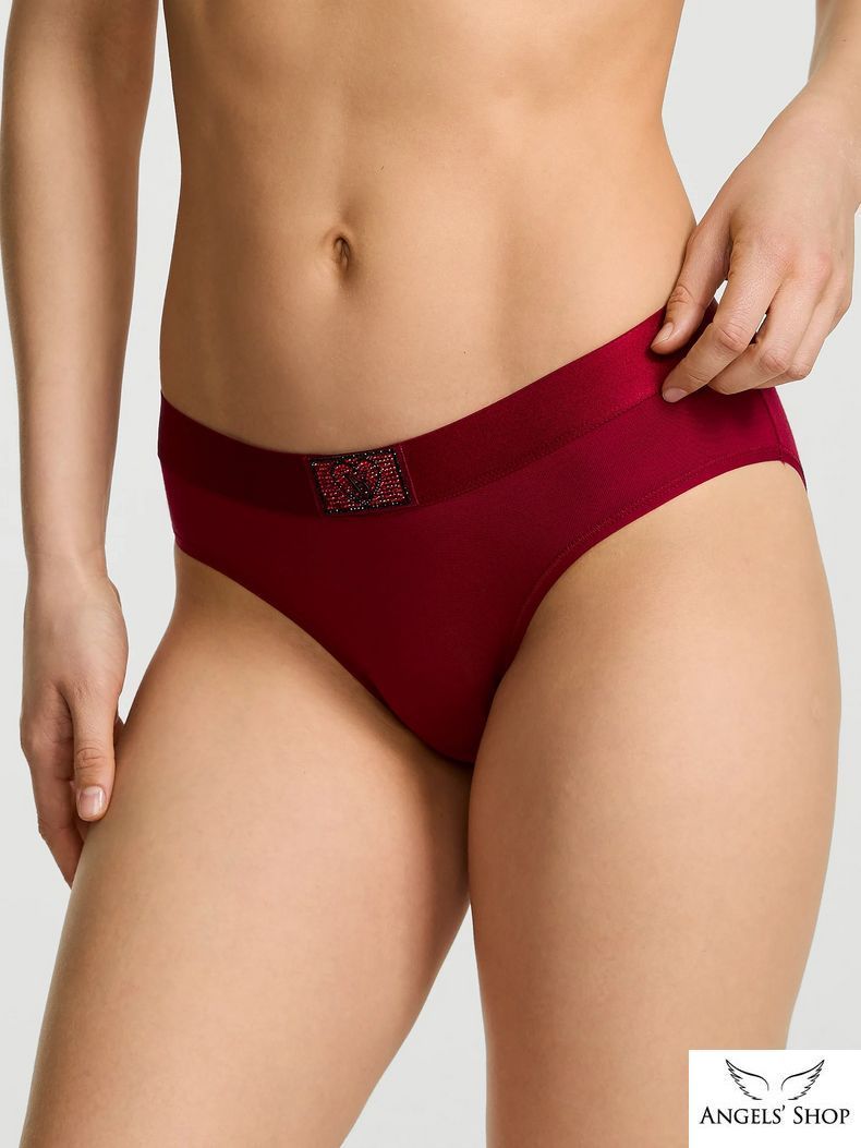 Бордові трусики-сліпи Logo Cotton Heart Shine Patch Hiphugger Panty Victoria's Secret бордовый