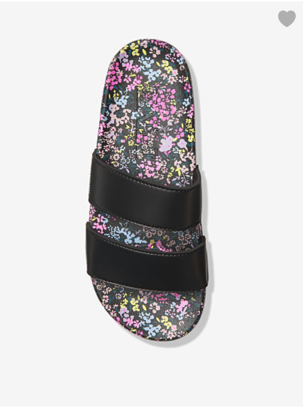 Черные пляжные шлепанцы Victoria’s Secret Pink Double Strap Slides Sandals, L