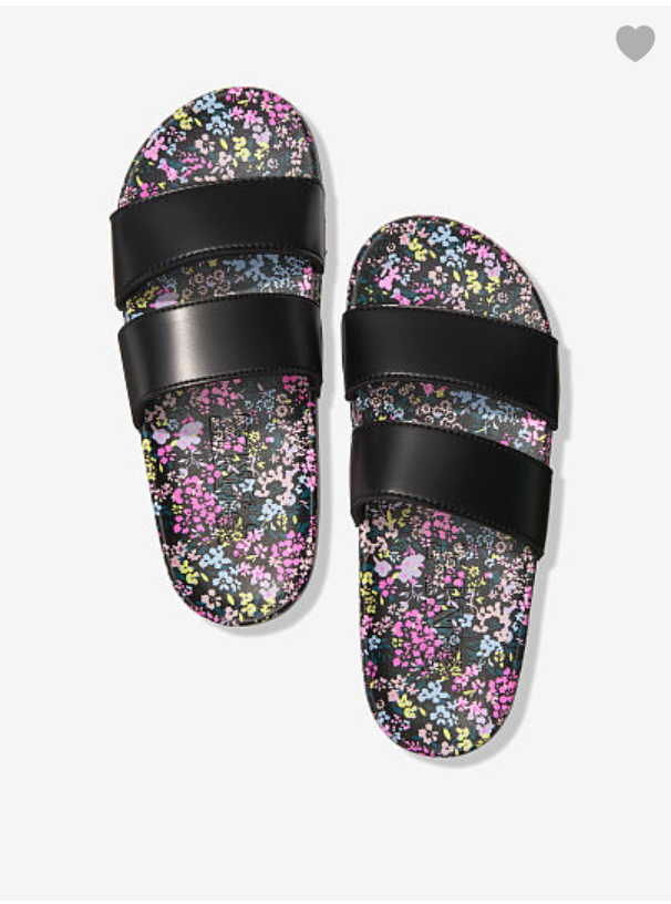 Черные пляжные шлепанцы Victoria’s Secret Pink Double Strap Slides Sandals, L