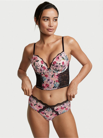 Бюстье с пуш-апом с вышитыми розами Victoria's Secret Rose Embroidered Push-Up Bra Top, 34B