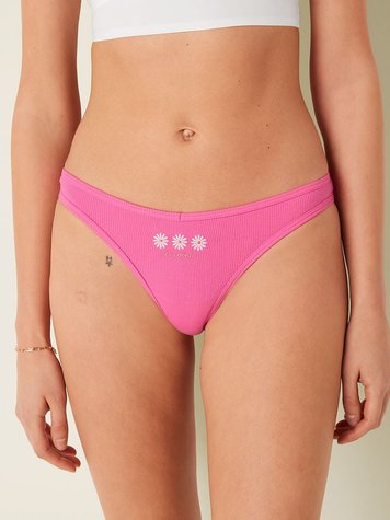 Женские розовые коттоновые трусики стринги от PINK Victoria's Secret, XS