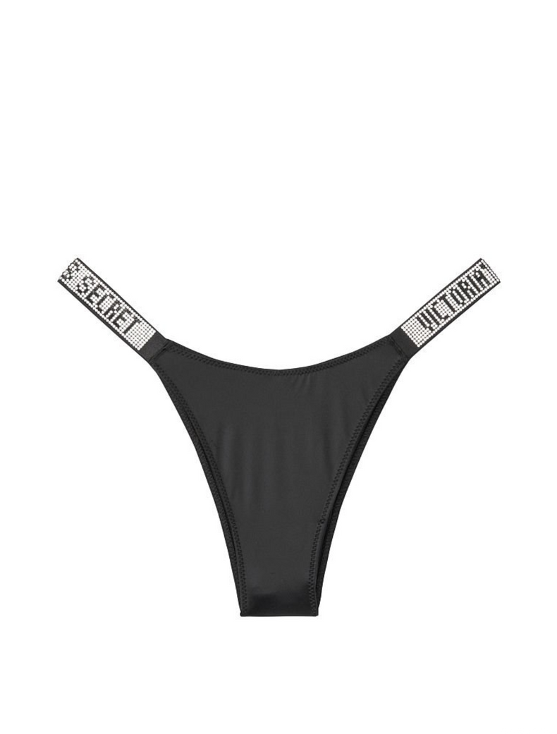 Жіночі чорні трусики зі стразами Victoria's Secret Logo Shine Strap Very Sexy, S