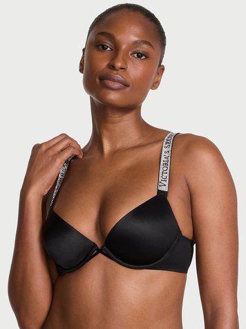 Чорний бюстгальтер Logo Shine Strap Lightly Lined Low-Cut Demi Bra чорний