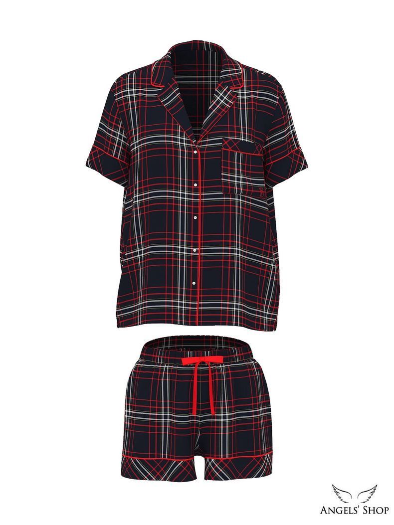 Чорна піжама в клітку Flannel Short Pajama Set Victoria's Secret в клітку