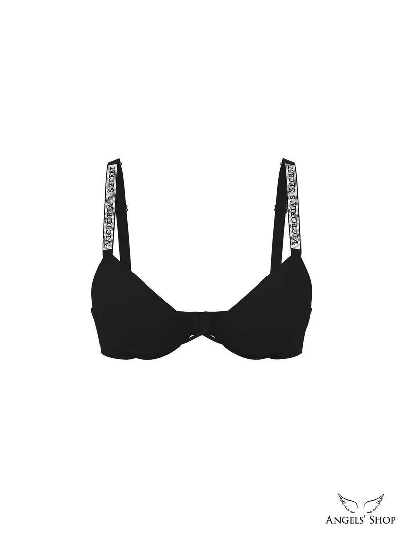 Чорний бюстгальтер Logo Shine Strap Lightly Lined Low-Cut Demi Bra чорний