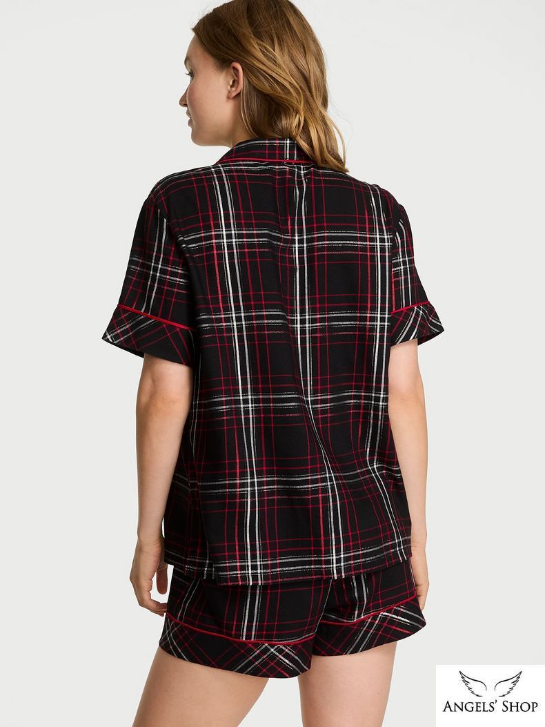 Чорна піжама в клітку Flannel Short Pajama Set Victoria's Secret в клітку