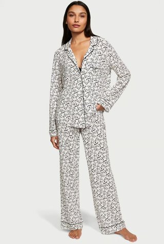 Белая пижама Victoria's Secret The Satin Long PJ Set, M