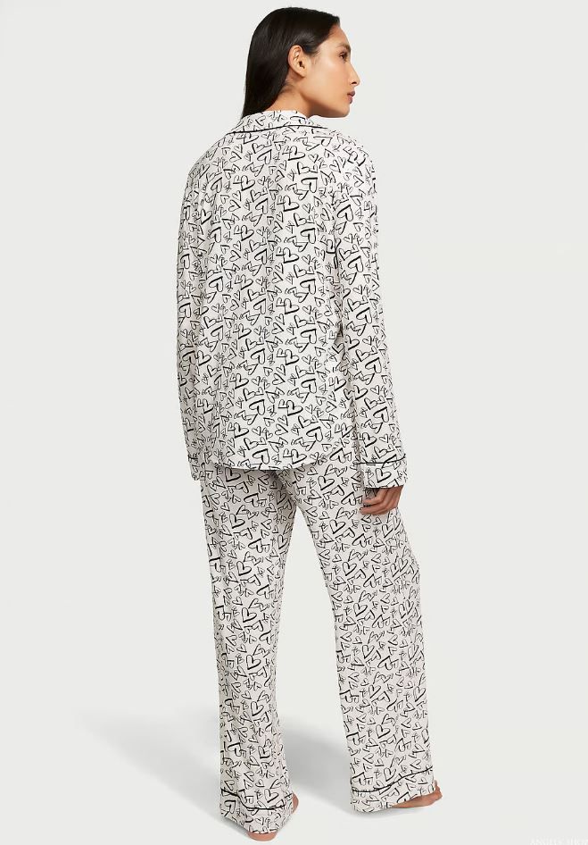 Біла піжама Victoria's Secret Flannel Long PJ Set, M