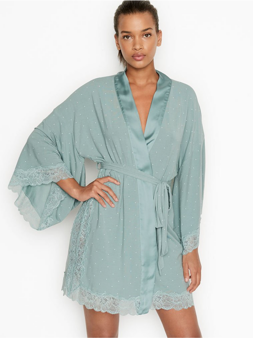 Зеленый кружевной халат Victoria's Secret Modal Robe, M\L