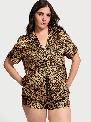 Сатинова піжама Safari gold leopard set від Victoria's Secret
