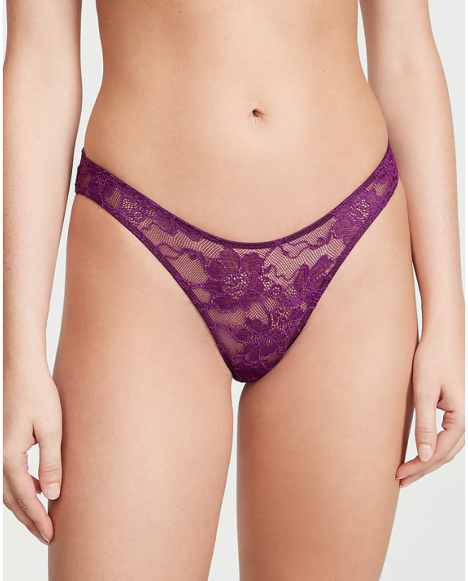 Женские фиолетовые трусики со стразами Victoria's Secret Bombshell Shine V-string Panty, XS