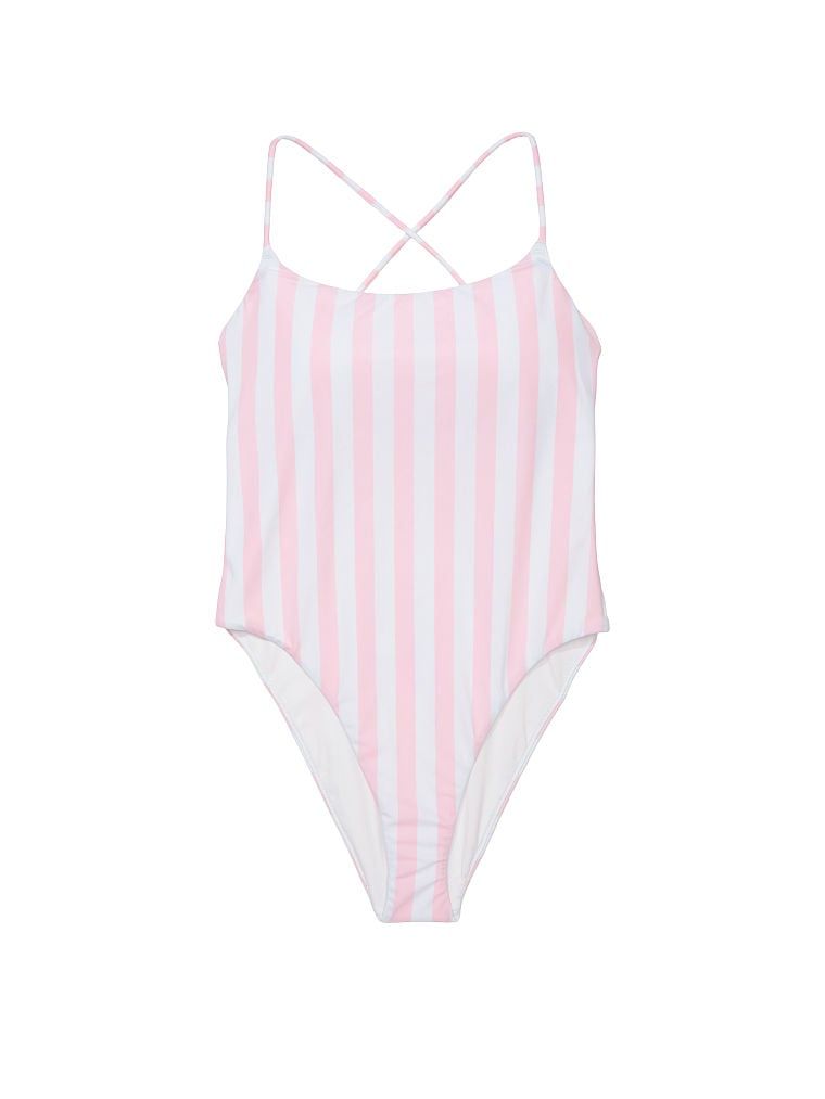 Сдельный купальник в розовую полоску Victoria's Secret Essential Scoop One-Piece Swimsuit, L