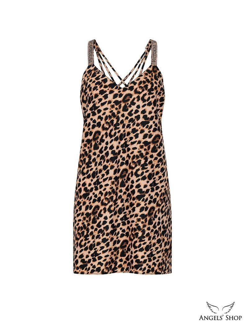 Сатиновий пеньюар Shine Strap Satin Slip Victoria's Secret леопардовий