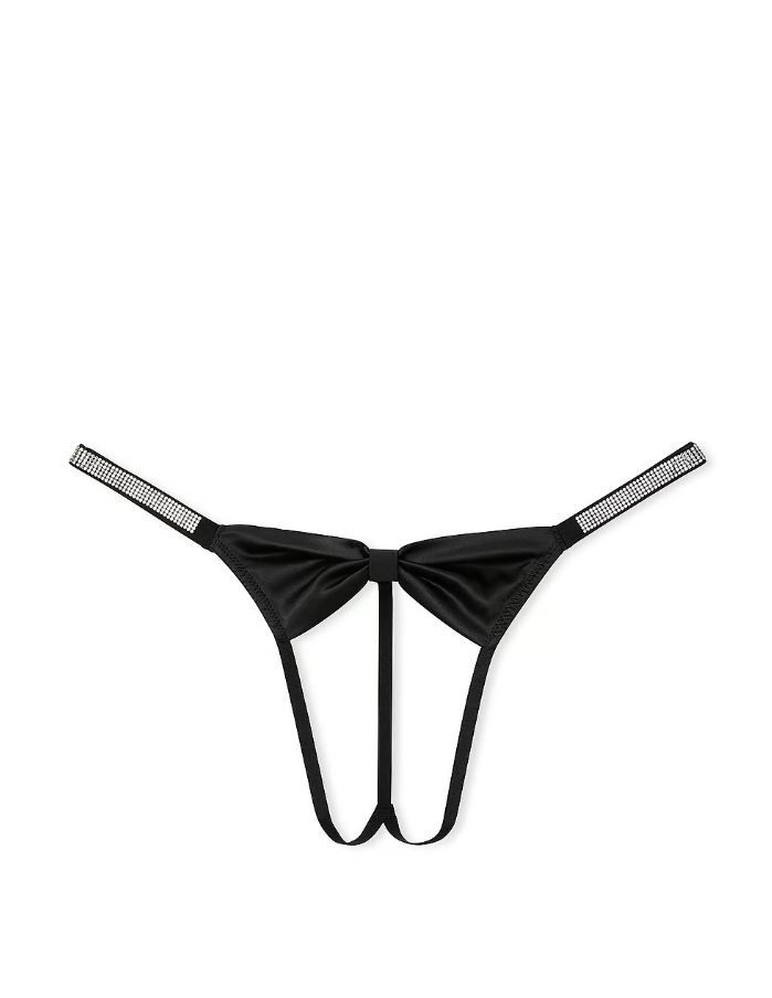 Женские черные трусики со стразами Victoria's Secret Bombshell Shine V-string Panty, XS