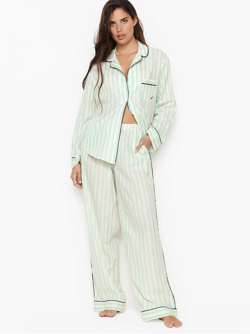 Хлопковая пижама Victoria's Secret Cotton Long PJ Set, XS