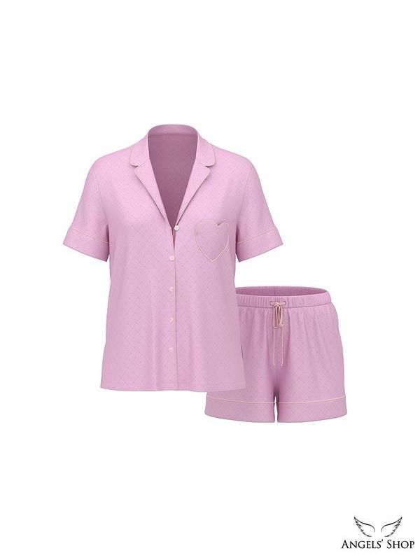 Сатиновая пижама Glazed Satin Heart Short Pajama Set Victoria's Secret