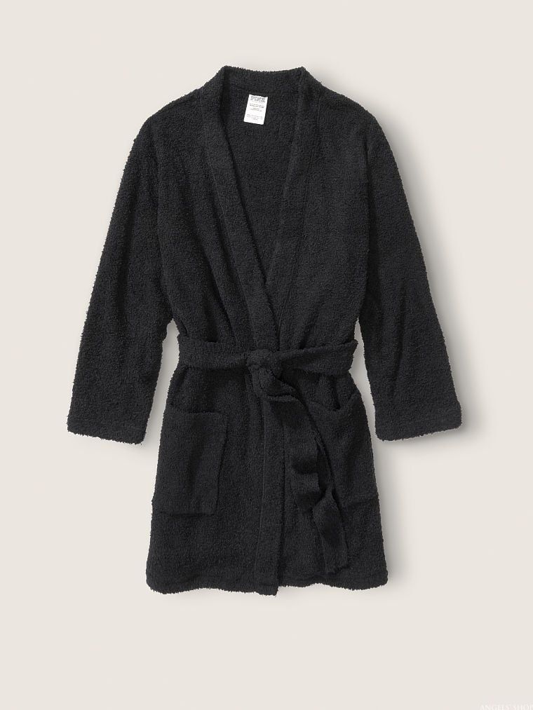 Чорний плюшевий халат Victoria's Secret Pink Cozy Robe, M\L