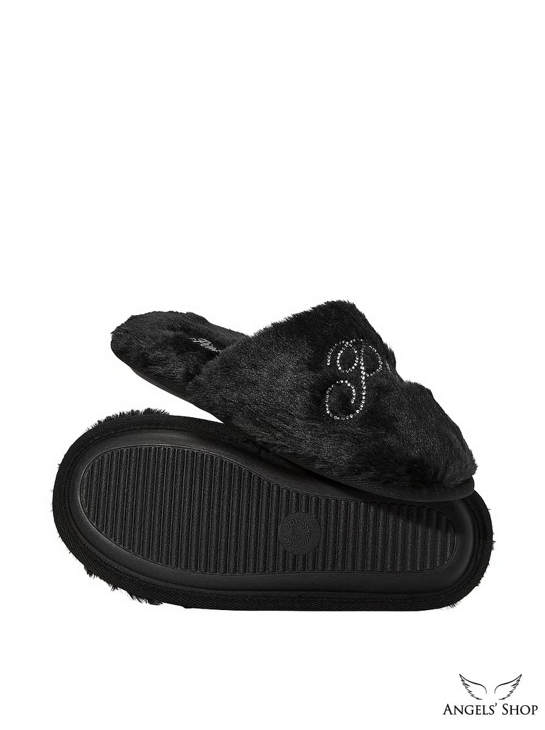 Тапочки Pink Faux Fur Closed-Toe Slippers Black, XL