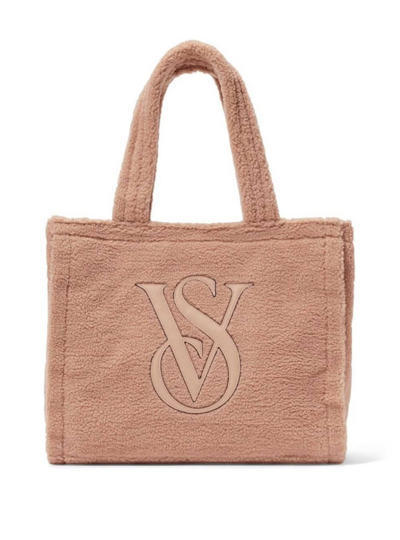Бежева плюшева сумка Victoria’s Secret Cozy Plush Fleese Tote Bag Sherpa Warm Brown