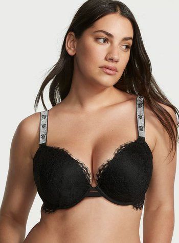 Черный бюстгальтер со стразами с пуш-ап Victoria's Secret Embellished Very Sexy, 34A