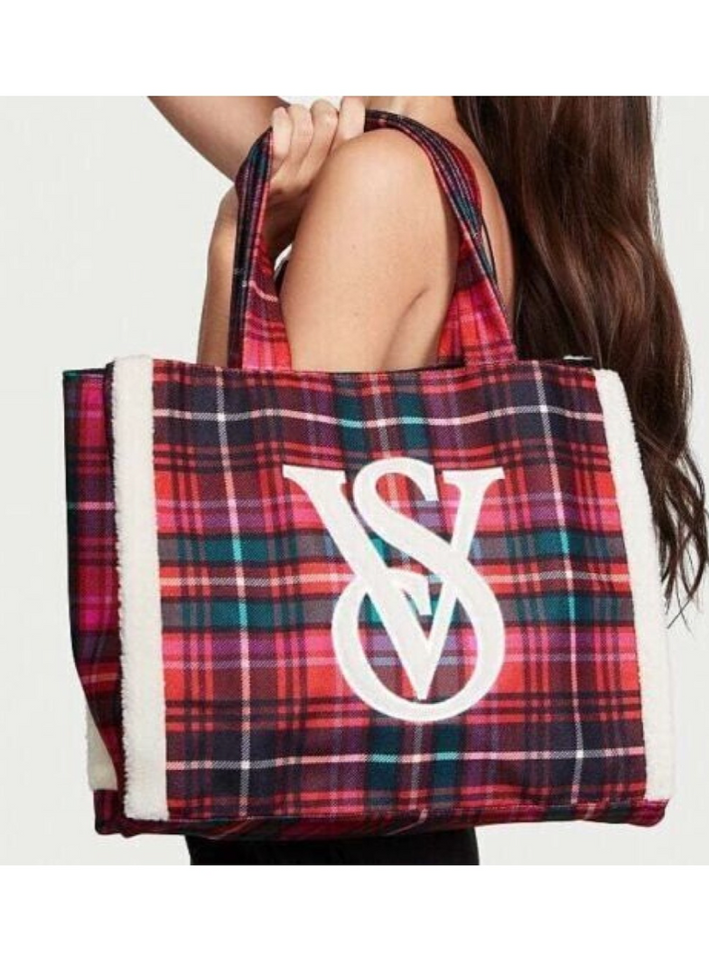 Яркая сумка Victoria’s Secret Cozy Plush Fleese Tote Bag Sherpa Warm Brown