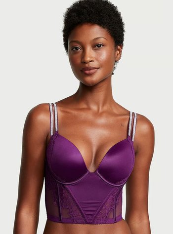 Бюстье с пуш-апом со стразами Victoria's Secret Bombshell Shine Strap Push-Up Bra Top, 34C