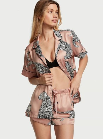 Сатиновая пижама с шортами Victoria's Secret Satin Short PJ Set, XS