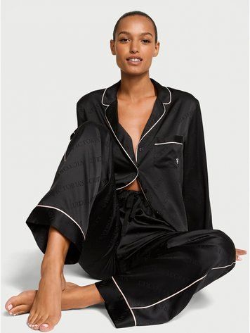 Сатинова піжама Satin Long Pajama Set Victoria's Secret
