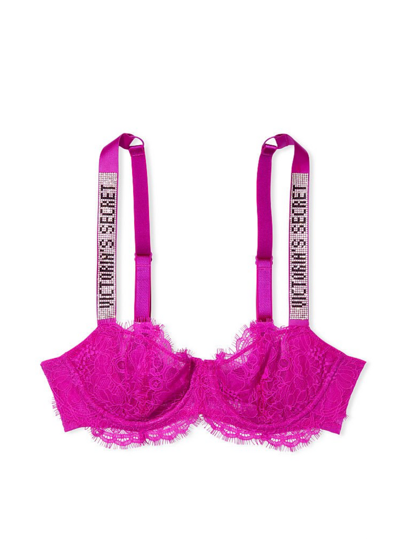 Рожевий мереживний бюстгальтер зі стразами Victoria's Secret Wicked Unlined Lace, 36D