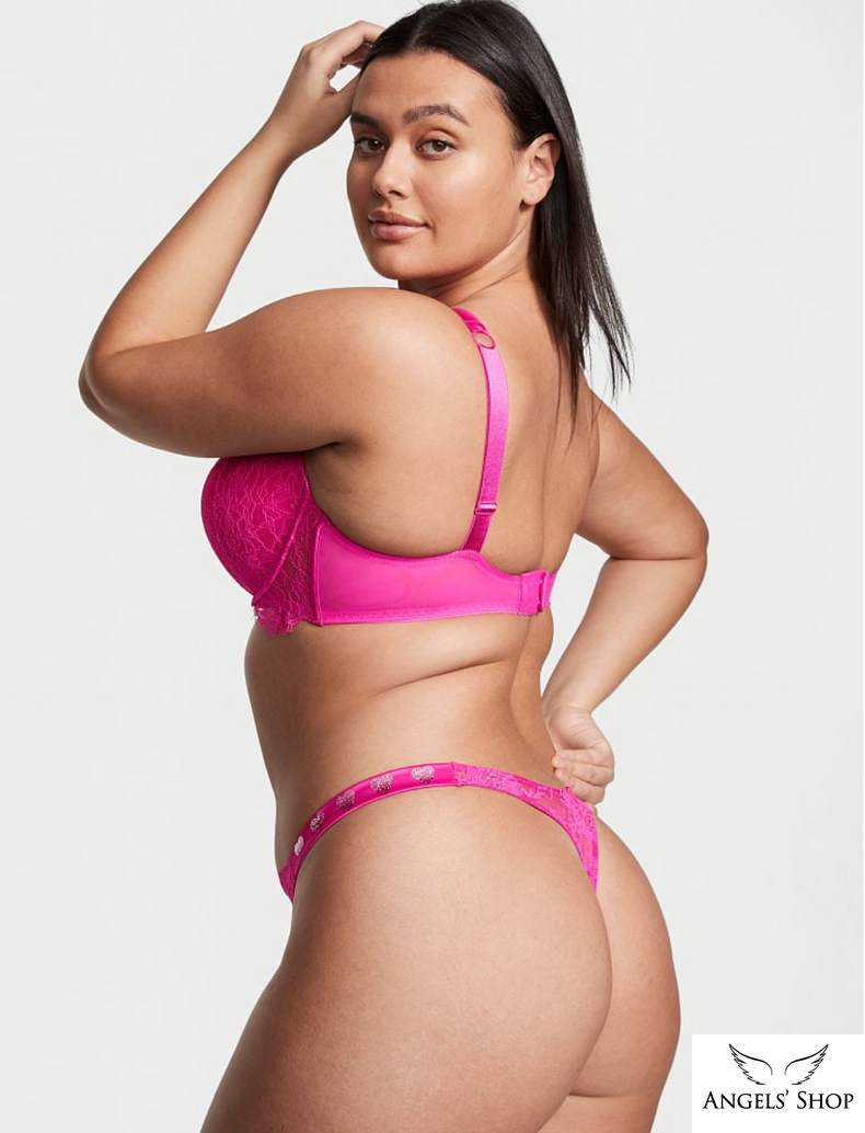 Женские кружевные трусики со стразами Victoria's Secret Bombshell Shine Strap Thong Panty Lace, XS