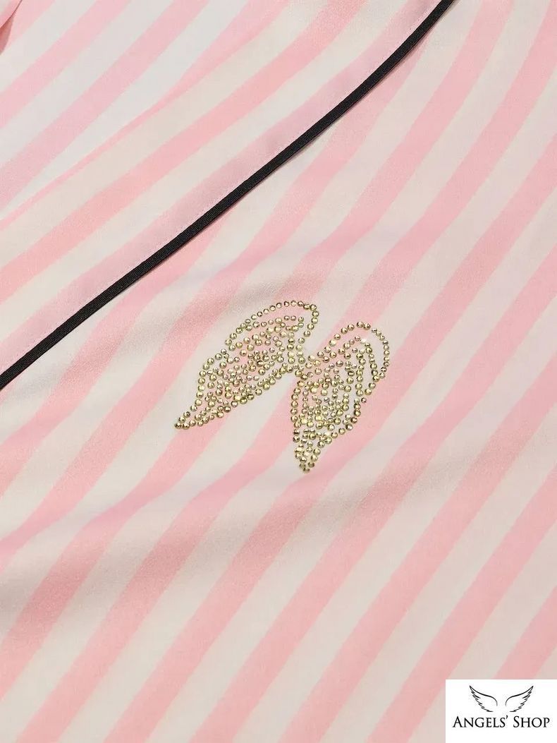 Сатиновий халат Pretty Blossom Iconic Stripe Satin Short Robe Victoria's Secret