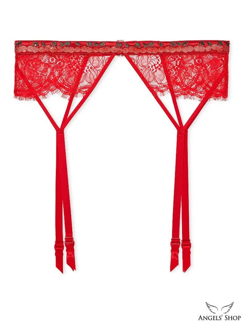 Червоний пояс для панчіх Shine Strap Lace Garter Belt Cherry Victoria's Secret