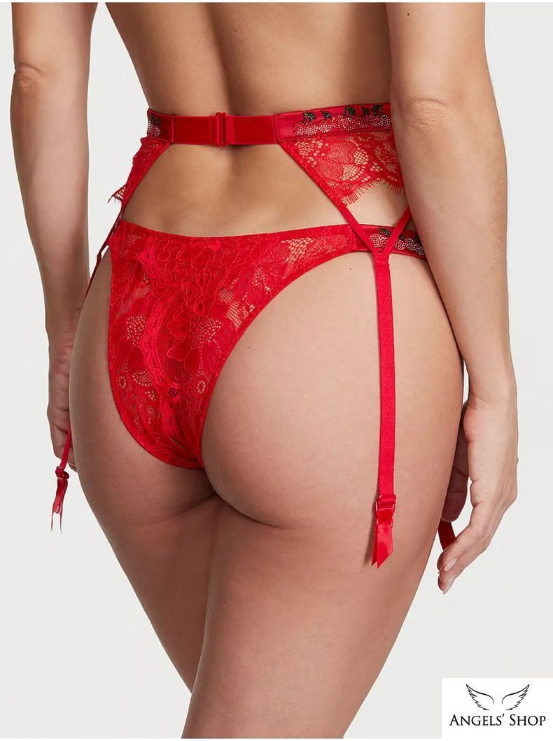 Червоний пояс для панчіх Shine Strap Lace Garter Belt Cherry Victoria's Secret