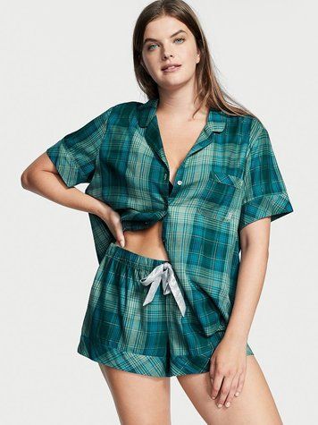 Фланелева піжама з шортами в клітинку Flannel Short PJ Set, S