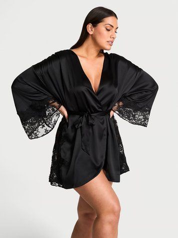 Сатиновый халат Satin & Lace Trim Robe