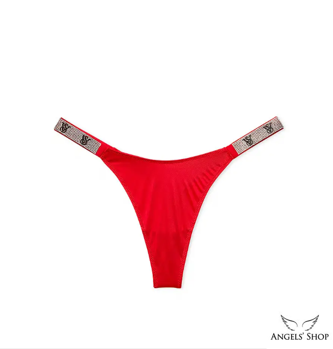 Женские красные трусики со стразами Victoria's Secret Bombshell Shine V-string Panty купить в Киеве Angels Shop, S