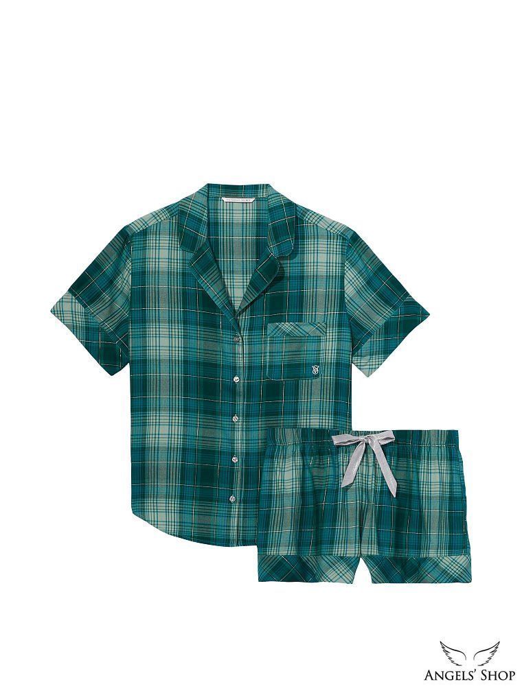 Фланелева піжама з шортами в клітинку Flannel Short PJ Set, S